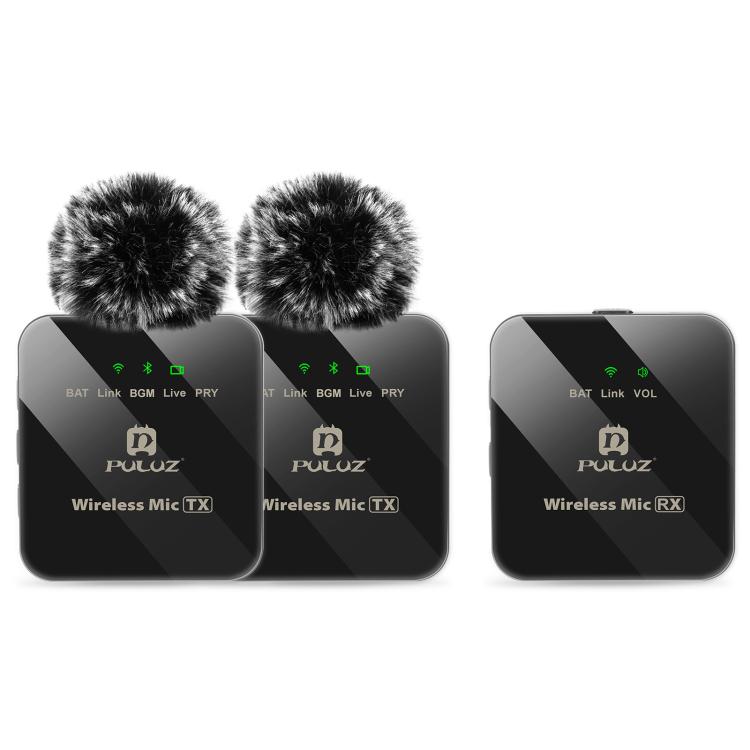 PULUZ 2 TX + 1 RX Wireless Microphone for Camera & Phone (Full Pack) | Διπλό Ασύρματο Μικρόφωνο για Κάμερες & Κινητά