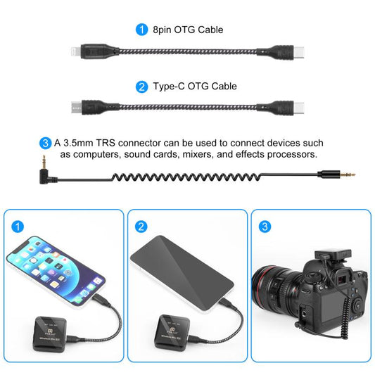 PULUZ 2 TX + 1 RX Wireless Microphone for Camera & Phone (Full Pack) | Διπλό Ασύρματο Μικρόφωνο για Κάμερες & Κινητά