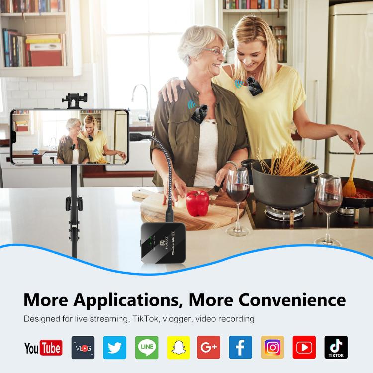 PULUZ 2 TX + 1 RX Wireless Microphone for Camera & Phone (Full Pack) | Διπλό Ασύρματο Μικρόφωνο για Κάμερες & Κινητά